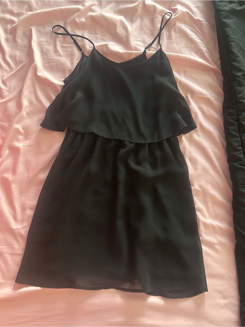 G by Guess Black Layered Spaghetti Strap Mini Dress